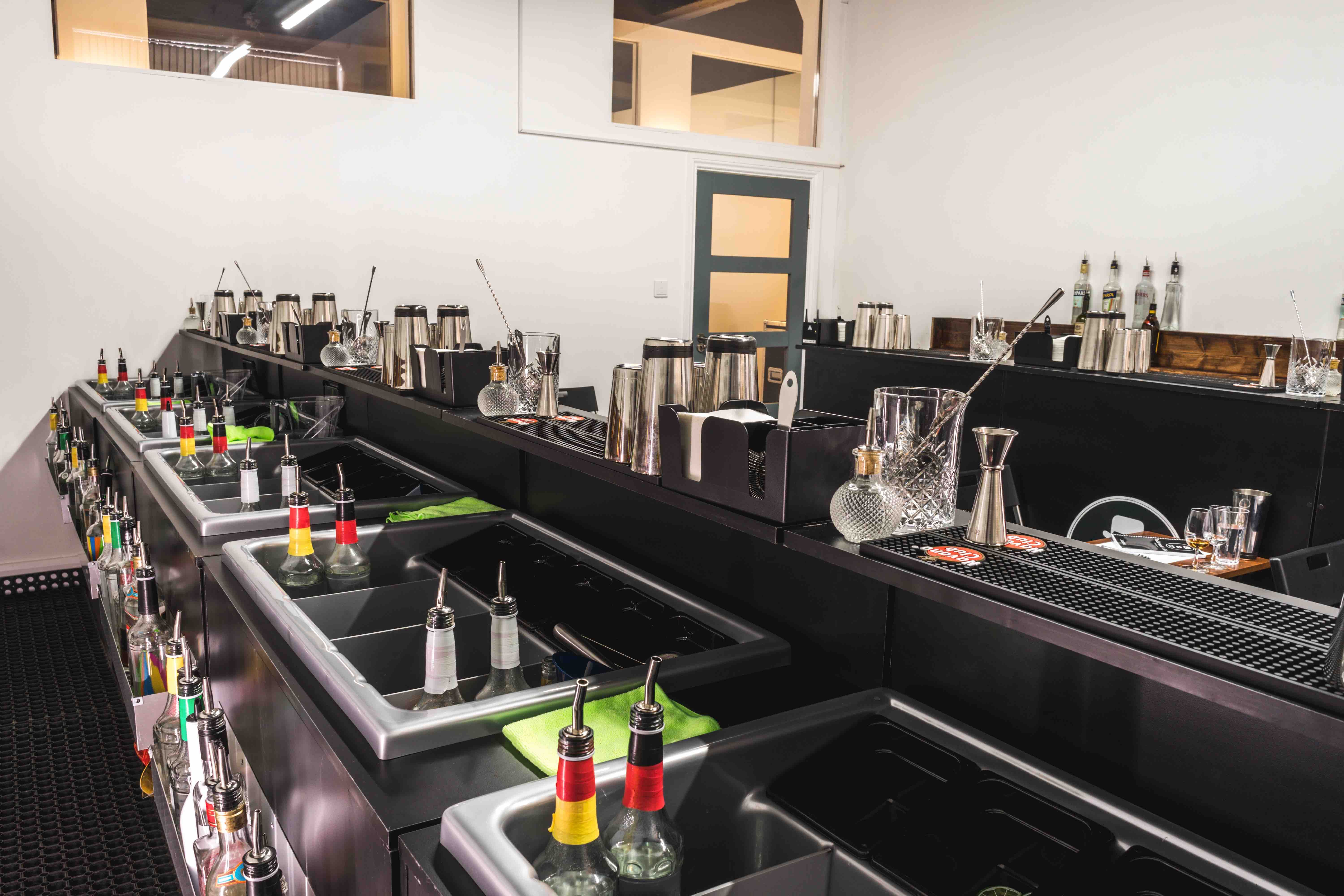 point of view of 4 cocktail stations